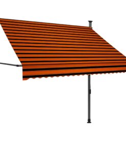 vidaXL Luifel handmatig uitschuifbaar met LED 200 cm oranje en bruin