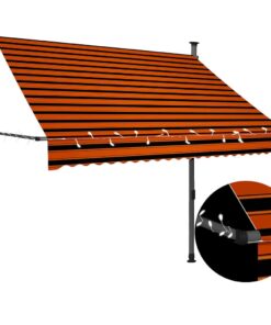 vidaXL Luifel handmatig uitschuifbaar met LED 200 cm oranje en bruin