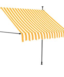 vidaXL Luifel handmatig uitschuifbaar met LED 200 cm wit en oranje