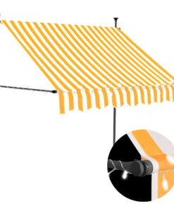 vidaXL Luifel handmatig uitschuifbaar met LED 200 cm wit en oranje