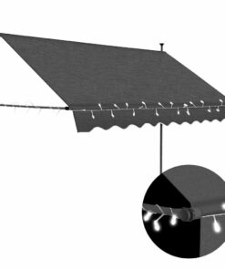 vidaXL Luifel handmatig uitschuifbaar met LED 250 cm antracietkleurig