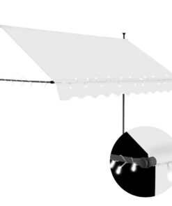 vidaXL Luifel handmatig uitschuifbaar met LED 250 cm crèmekleurig