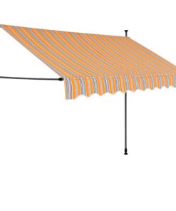 vidaXL Luifel handmatig uitschuifbaar met LED 300 cm geel en blauw