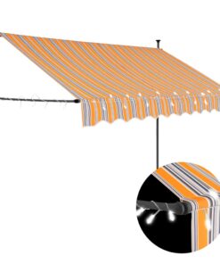 vidaXL Luifel handmatig uitschuifbaar met LED 300 cm geel en blauw