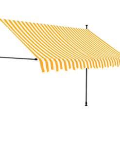 vidaXL Luifel handmatig uitschuifbaar met LED 300 cm wit en oranje