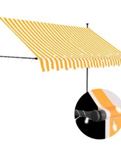vidaXL Luifel handmatig uitschuifbaar met LED 300 cm wit en oranje