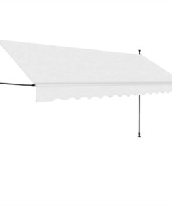 vidaXL Luifel handmatig uitschuifbaar met LED 400 cm crèmekleurig