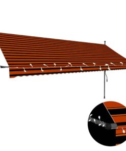 vidaXL Luifel handmatig uitschuifbaar met LED 400 cm oranje en bruin