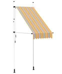vidaXL Luifel handmatig uittrekbaar 100 cm geel en blauwe strepen