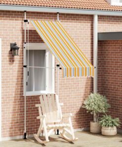 vidaXL Luifel handmatig uittrekbaar 100 cm geel en blauwe strepen