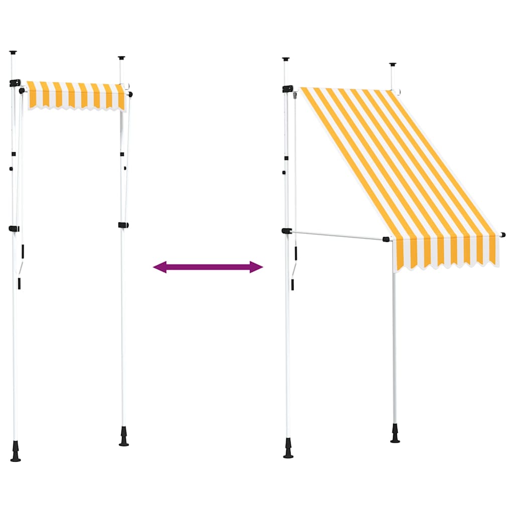 vidaXL Luifel handmatig uittrekbaar 100 cm oranje en witte strepen - Image 6