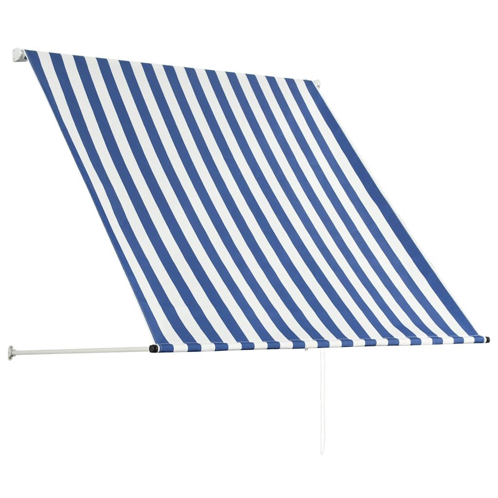 vidaXL Luifel uittrekbaar 100x150 cm blauw en wit - Image 3