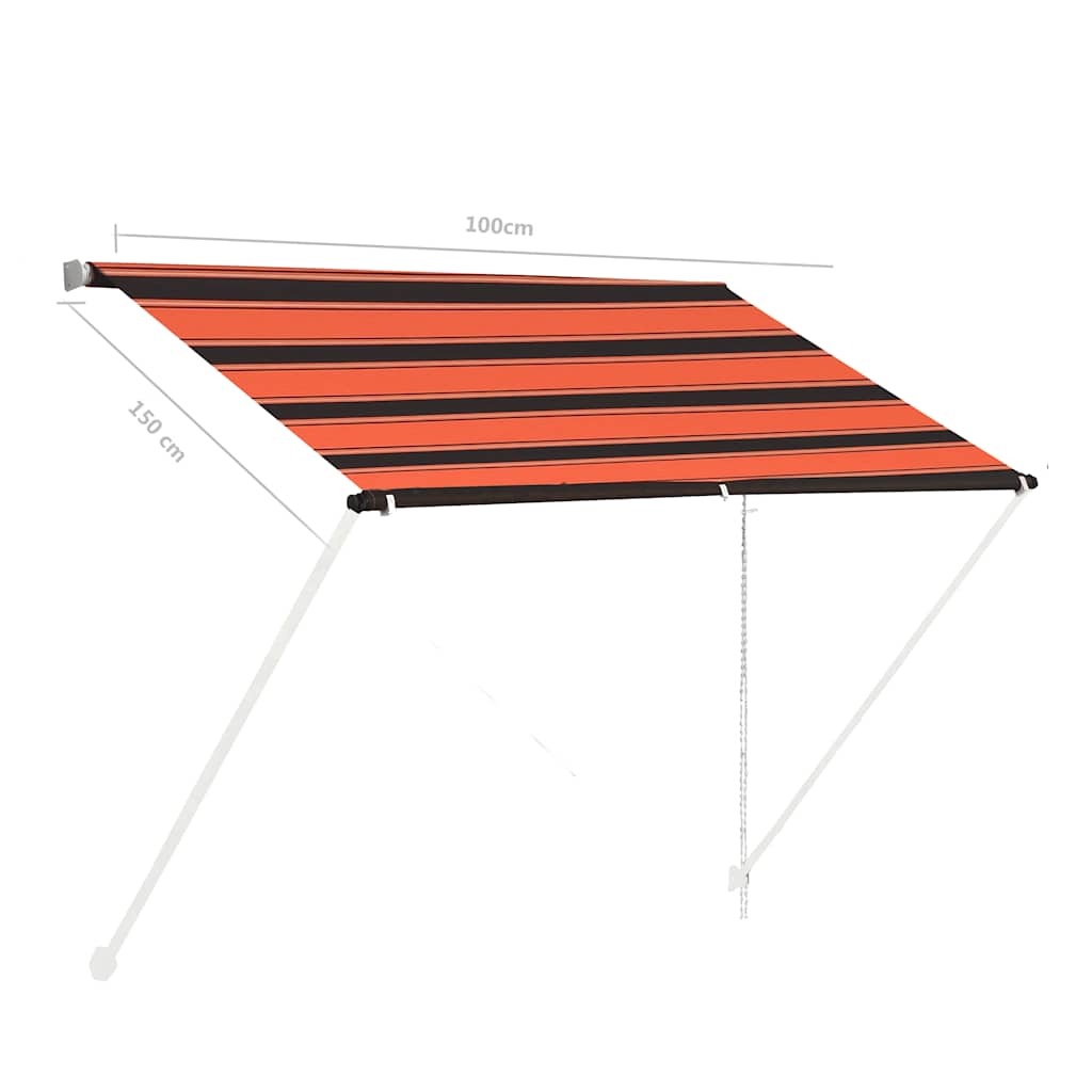 vidaXL Luifel uittrekbaar 100x150 cm oranje en bruin - Image 7