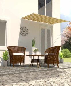 vidaXL Luifel uittrekbaar 200x150 cm geel en wit