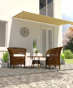 vidaXL Luifel uittrekbaar 400x150 cm geel en wit