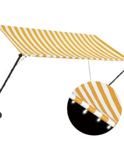 vidaXL Luifel uittrekbaar met LED 250x150 cm geel en wit