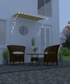 vidaXL Luifel uittrekbaar met LED 250x150 cm geel en wit