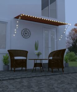 vidaXL Luifel uittrekbaar met LED 300x150 cm oranje en bruin