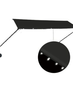 vidaXL Luifel uittrekbaar met LED 350x150 cm antraciet