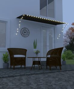 vidaXL Luifel uittrekbaar met LED 350x150 cm antraciet