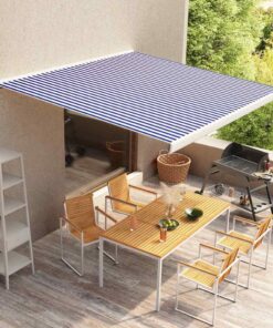 vidaXL Luifeldoek 350x250 cm canvas blauw en wit