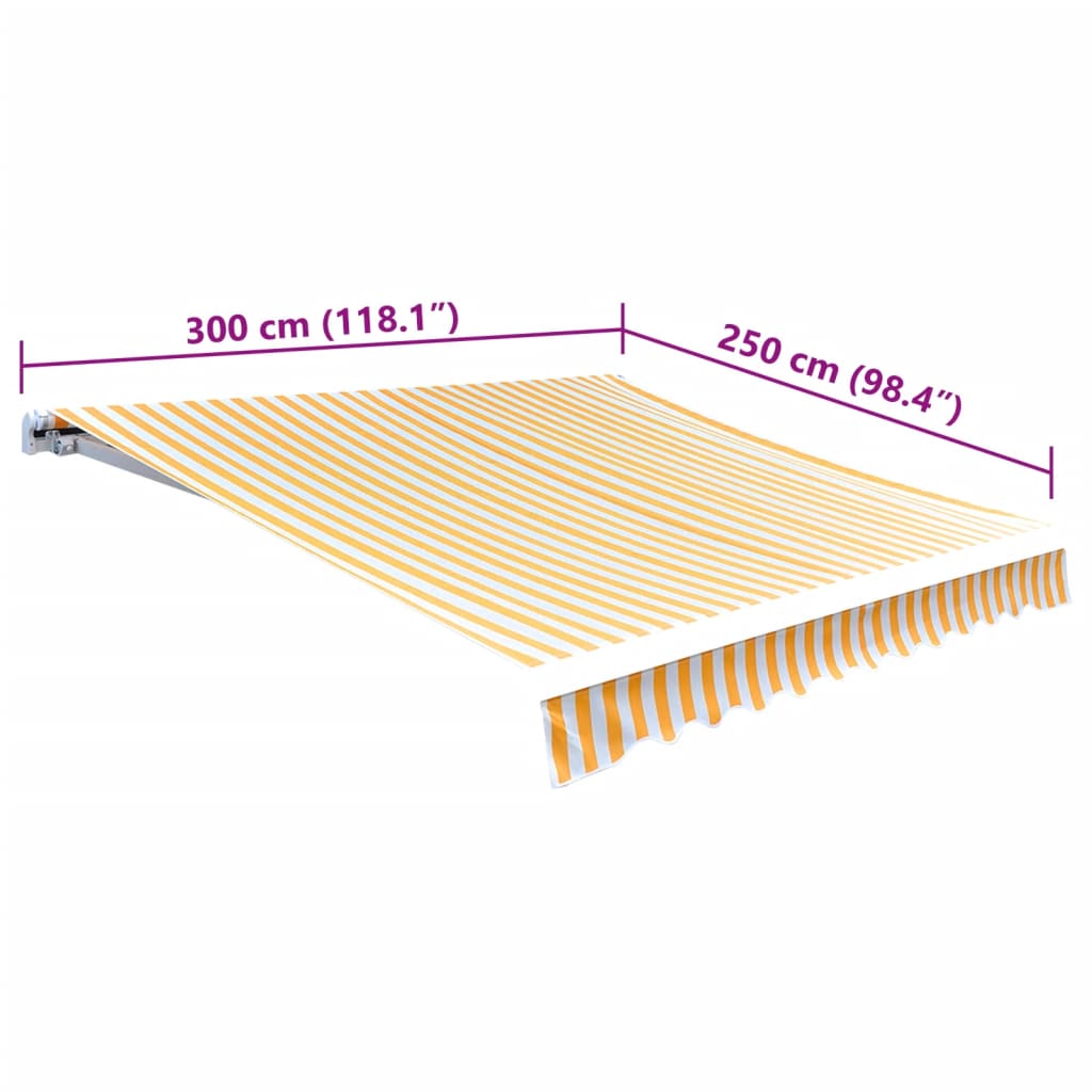 vidaXL Luifeldoek 3x2,5 m canvas zonnebloemgeel en wit - Image 5