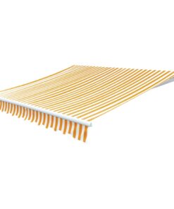 vidaXL Luifeldoek 4x3 m canvas zonnebloemgeel en wit