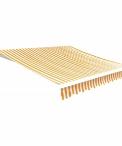 vidaXL Luifeldoek 4x3 m canvas zonnebloemgeel en wit