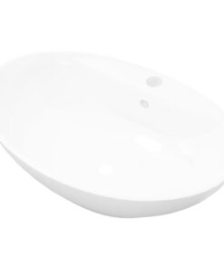 vidaXL Luxe wastafel met overloop en kraangat ovaal keramiek