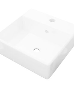 vidaXL Luxe wastafel met overloop en kraangat vierkant keramiek 41x41 cm