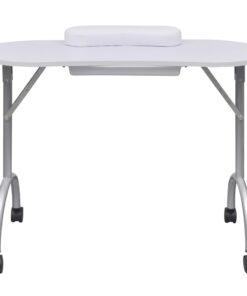 vidaXL Manicuretafel inklapbaar met wieltjes wit