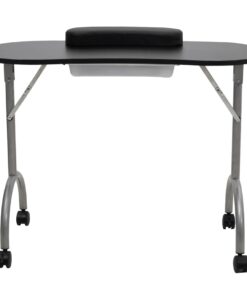 vidaXL Manicuretafel inklapbaar met wieltjes zwart