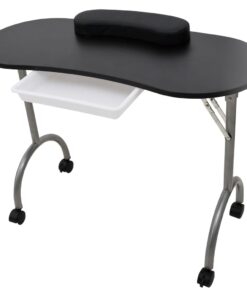 vidaXL Manicuretafel inklapbaar met wieltjes zwart