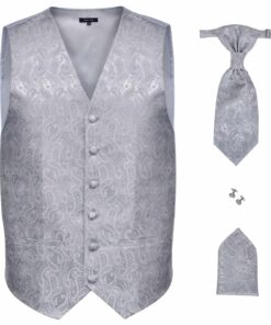 vidaXL Mannen Trouwvest Set Zilver 56 Polyester