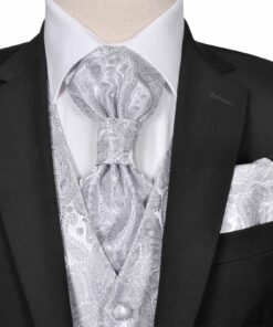 vidaXL Mannen Trouwvest Set Zilver 56 Polyester