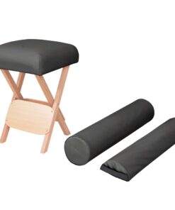 vidaXL Massagekruk met 12 cm dikke zitting 2 bolsters inklapbaar zwart