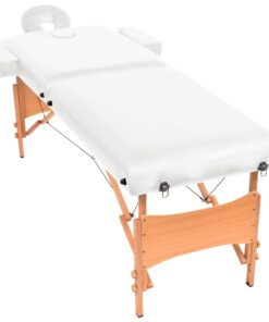 vidaXL Massagetafel 10 cm dik 2 zones inklapbaar wit