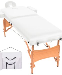 vidaXL Massagetafel 10 cm dik 2 zones inklapbaar wit