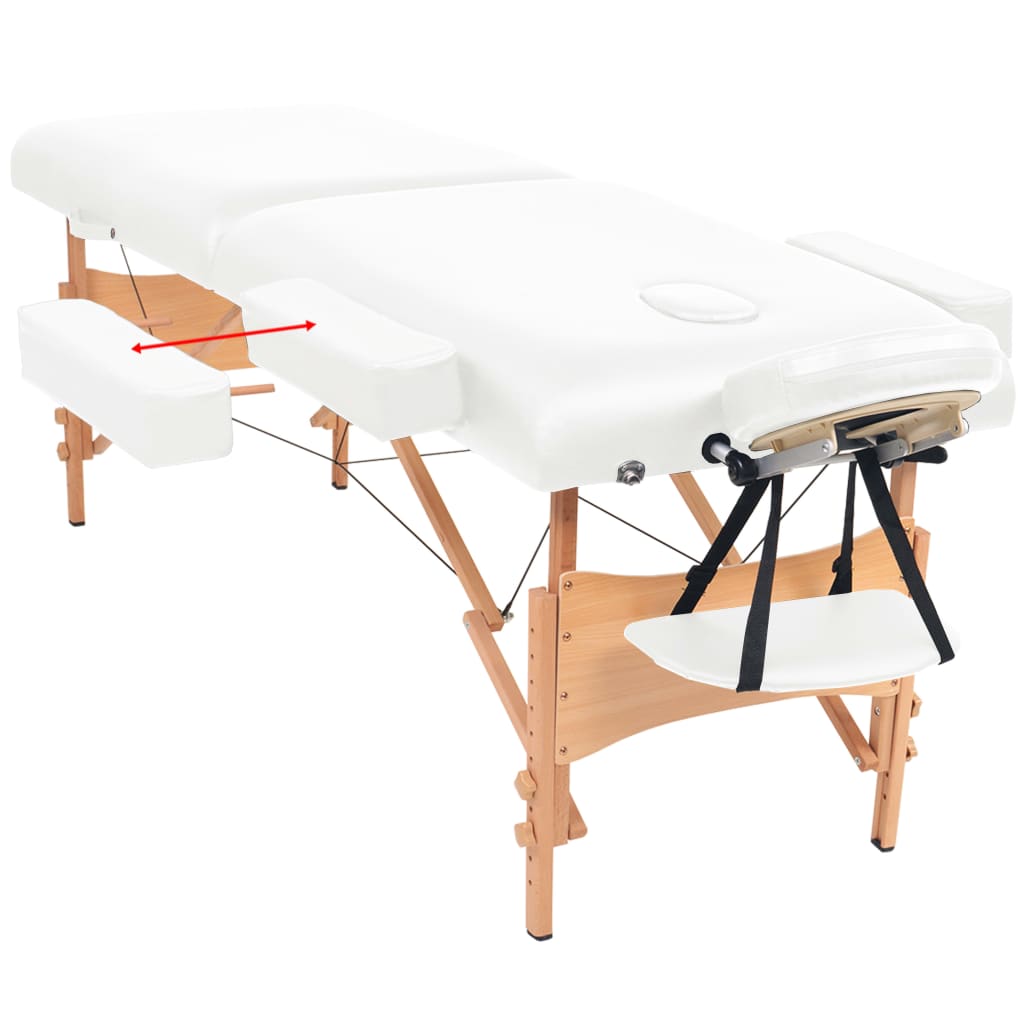 vidaXL Massagetafel 10 cm dik 2 zones inklapbaar wit - Image 6