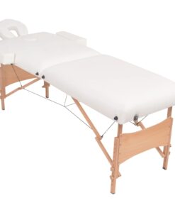 vidaXL Massagetafel- en krukset inklapbaar 2 zones 10 cm dik wit
