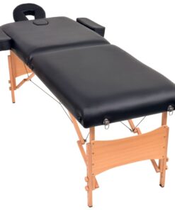 vidaXL Massagetafel- en krukset inklapbaar 2 zones 10 cm dik zwart