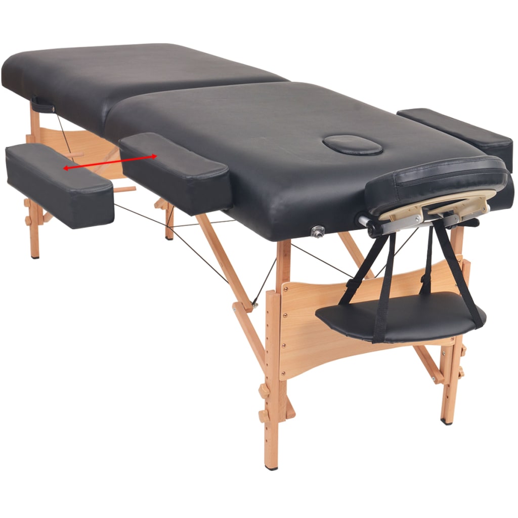 vidaXL Massagetafel- en krukset inklapbaar 2 zones 10 cm dik zwart - Image 3