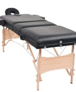 vidaXL Massagetafel- en krukset inklapbaar 3 zones 10 cm dik wit