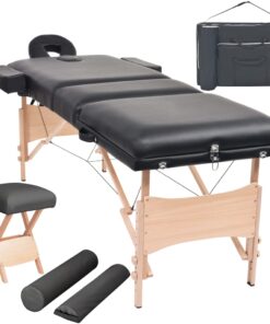 vidaXL Massagetafel- en krukset inklapbaar 3 zones 10 cm dik wit