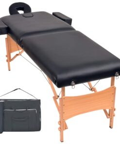 vidaXL Massagetafel inklapbaar 2 zones 10 cm dik zwart