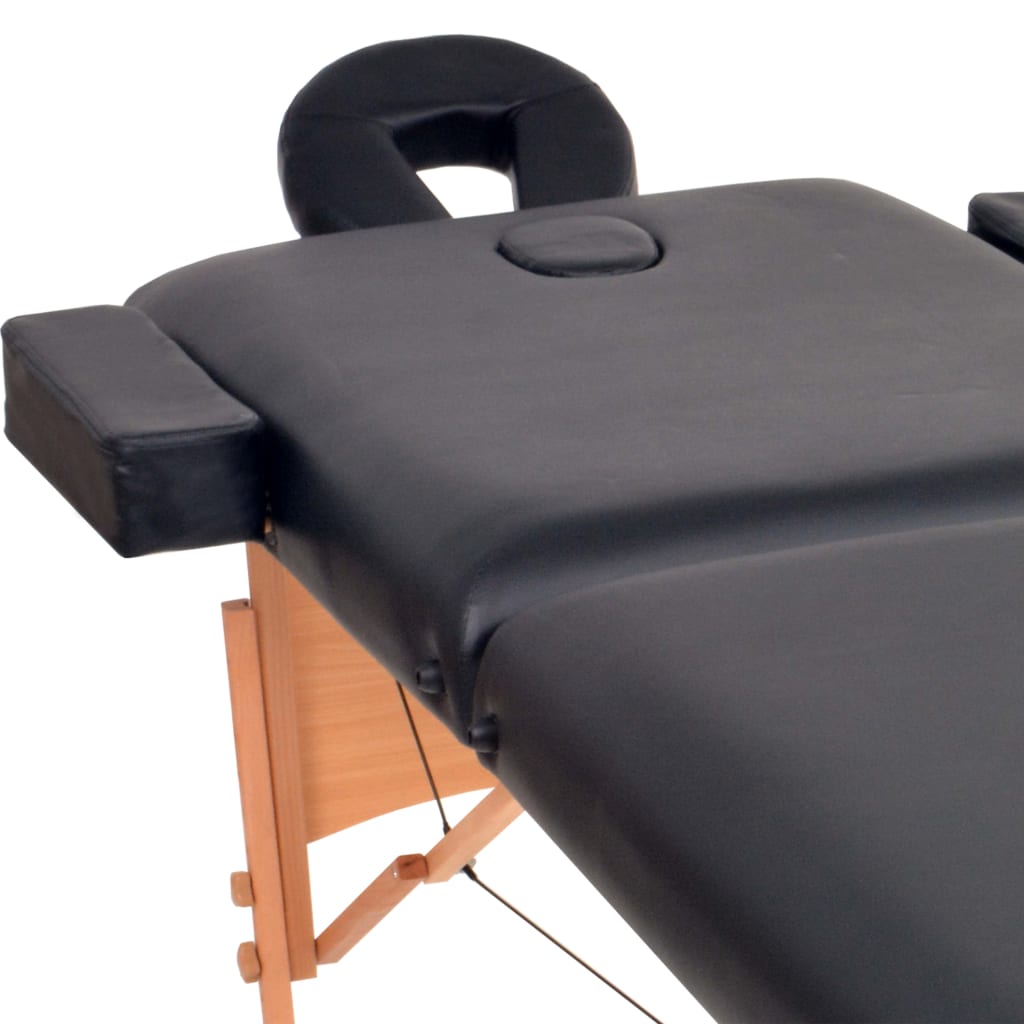 vidaXL Massagetafel inklapbaar 2 zones 10 cm dik zwart - Image 4