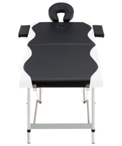 vidaXL Massagetafel inklapbaar 2 zones aluminium zwart en wit