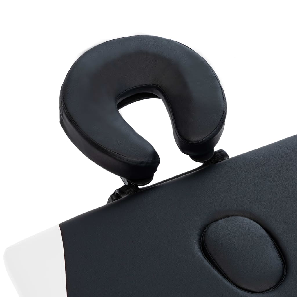 vidaXL Massagetafel inklapbaar 2 zones aluminium zwart en wit - Image 5