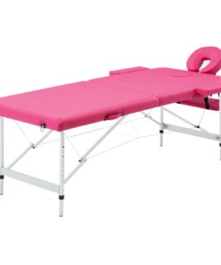 vidaXL Massagetafel inklapbaar 2 zones aluminum roze