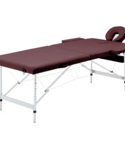 vidaXL Massagetafel inklapbaar 2 zones aluminum wijnpaars